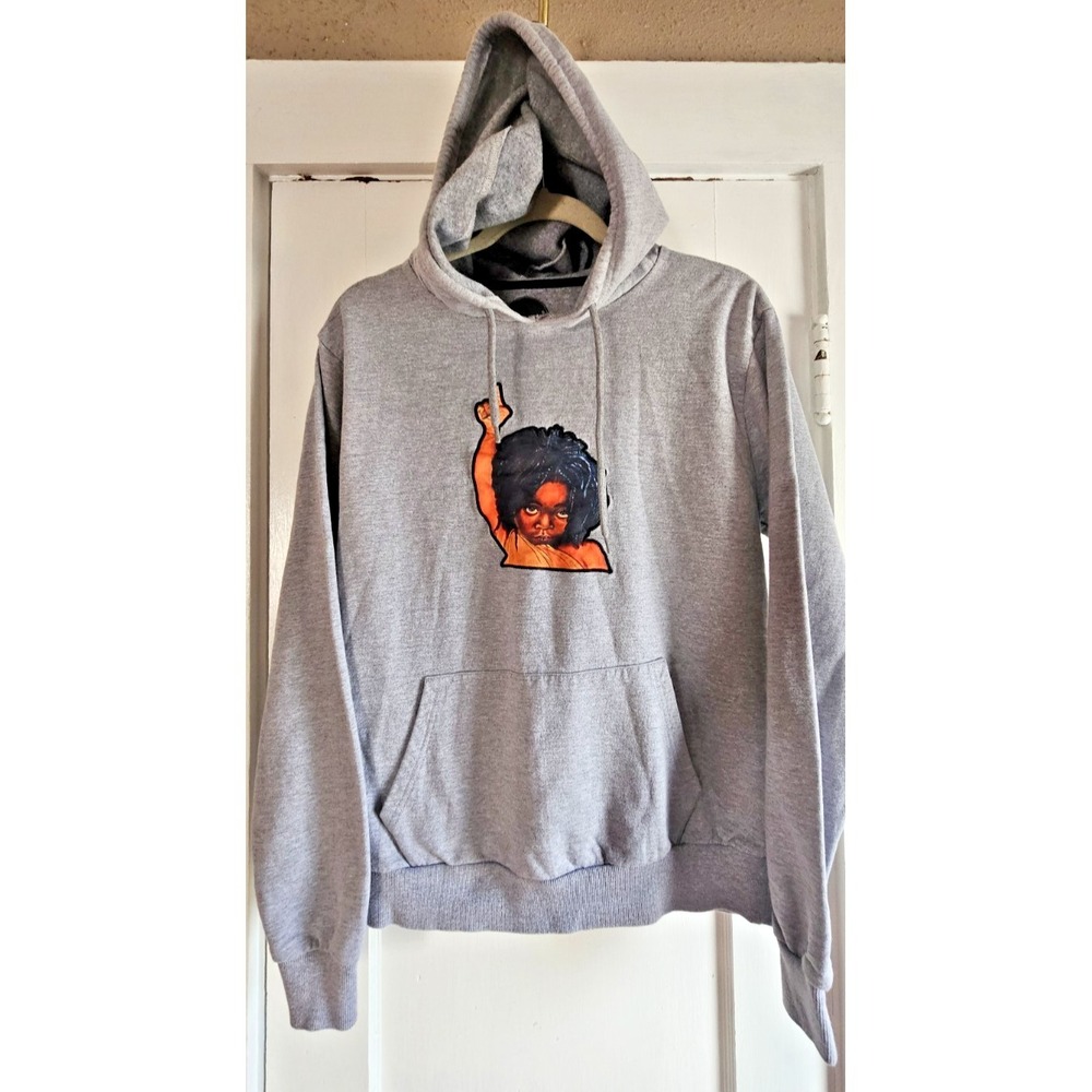 Kapri 100% cotton combed fleece unisex M " POWER‎ UP " gray hoodie